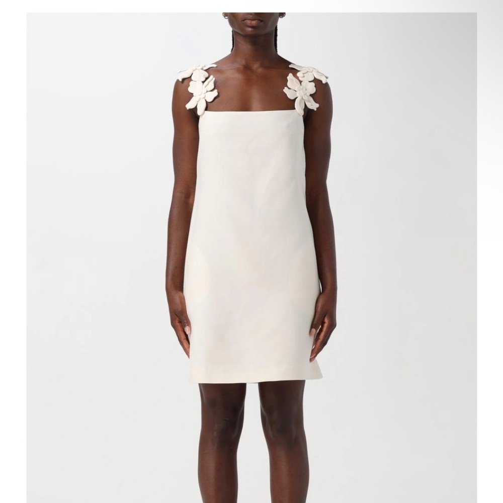 JardinVue White 3D Flower Sleeveless Mini Dress